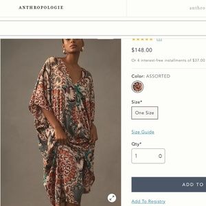 Anthropologie new Printed Satin Kaftan